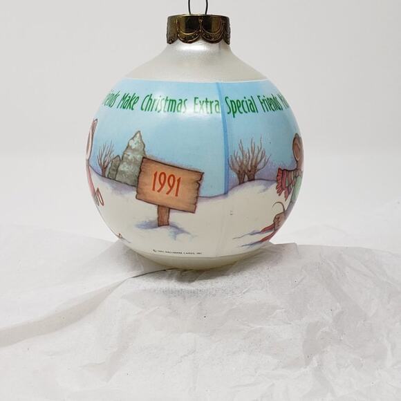 1991 Hallmark Extra Special Friends Glass Bulb Keepsake Holiday Ornament - Picture 6 of 9